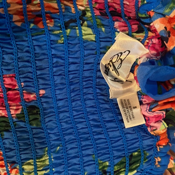 Eliza J Blue Floral Maxi Dress Off the Shoulder size L - Picture 3 of 3